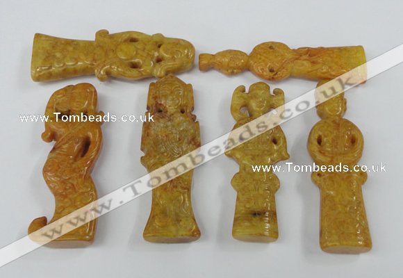 NGP1444 20*70mm - 25*75mm Carved dyed natural hetian jade pendants