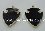 NGP1451 47*57mm arrowhead black agate gemstone pendants wholesale