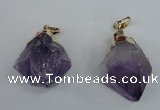 NGP1464 20*35mm - 25*40mm nuggets amethyst gemstone pendants