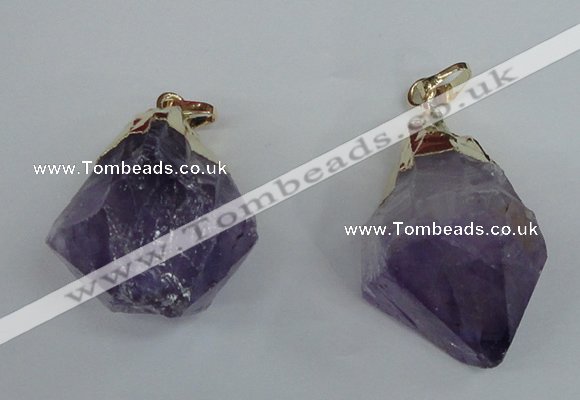 NGP1464 20*35mm - 25*40mm nuggets amethyst gemstone pendants