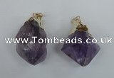 NGP1465 25*45mm - 28*50mm nuggets amethyst gemstone pendants