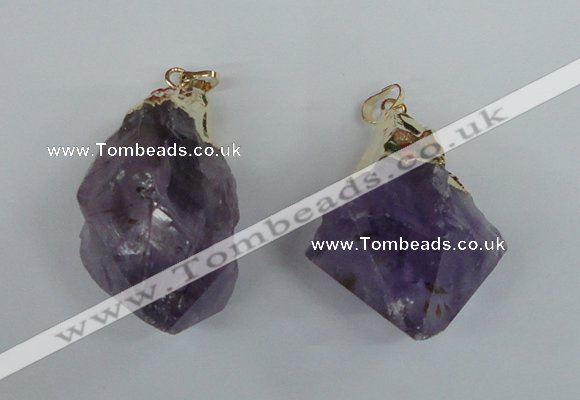 NGP1465 25*45mm - 28*50mm nuggets amethyst gemstone pendants