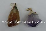 NGP1466 18*35mm - 20*45mm nuggets amethyst & citrine pendants