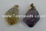 NGP1467 22*45mm - 25*50mm nuggets amethyst & citrine pendants