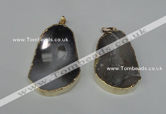 NGP1490 30*45mm - 40*50mm freeform plated druzy agate pendants