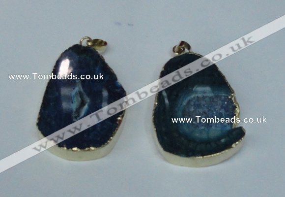 NGP1492 30*45mm - 40*50mm freeform plated druzy agate pendants