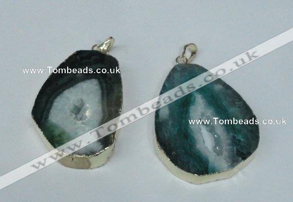 NGP1493 30*45mm - 40*50mm freeform plated druzy agate pendants