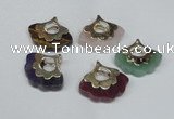 NGP1508 8*25*28mm mixed gemstone with brass setting pendants