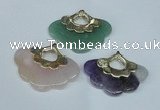 NGP1509 8*40*50mm mixed gemstone with brass setting pendants