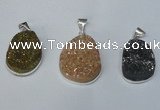 NGP1512 20*30mm - 25*35mm freeform plated druzy agate pendants