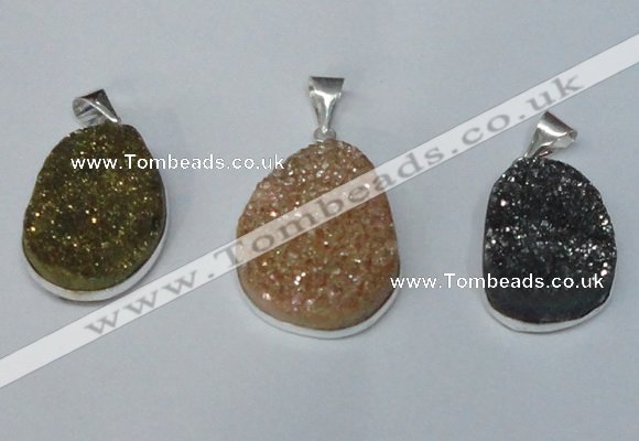 NGP1512 20*30mm - 25*35mm freeform plated druzy agate pendants