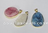 NGP1516 20*30mm - 25*35mm freeform plated druzy agate pendants