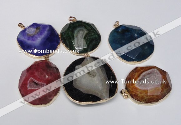 NGP1531 50*55mm - 55*60mm freeform druzy agate pendants