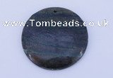 NGP155 2pcs 45mm flat round fashion long spar stone pendants