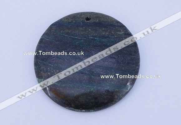 NGP155 2pcs 45mm flat round fashion long spar stone pendants