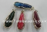 NGP1563 18*25*65mm teardrop agate with brass setting pendants