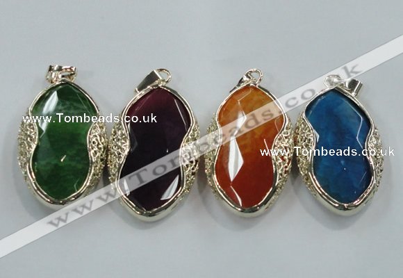 NGP1566 11*32*58mm marquise agate with brass setting pendants