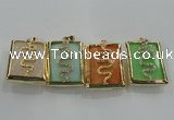 NGP1569 9*35*45mm rectangle agate with brass setting pendants