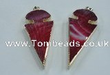 NGP1572 30*65mm arrowhead agate gemstone pendants