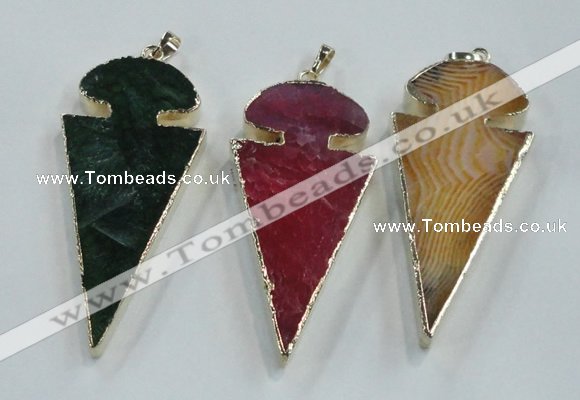 NGP1574 30*65mm arrowhead agate gemstone pendants