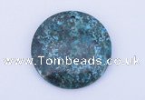 NGP163 2pcs 40mm flat round dyed chrysocolla gemstone pendants