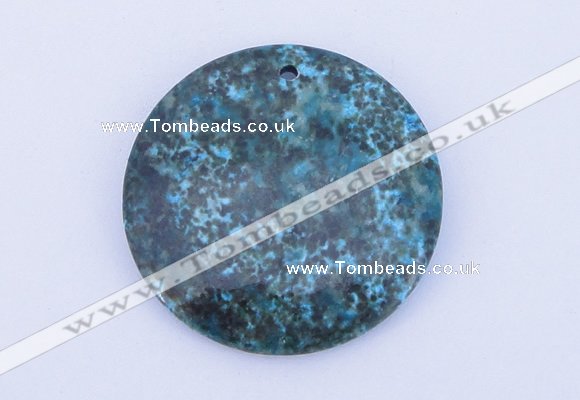 NGP163 2pcs 40mm flat round dyed chrysocolla gemstone pendants