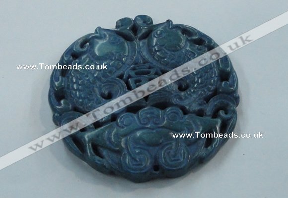 NGP1644 66*67mm Carved dyed natural hetian jade pendants wholesale