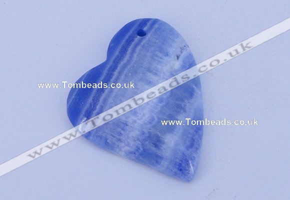 NGP165 2pcs 36*40mm heart dyed blue lace agate gemstone pendants