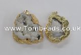 NGP1675 35*40mm - 45*50mm freeform plated druzy agate pendants
