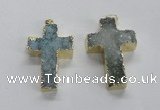 NGP1685 30*45mm - 32*50mm cross druzy agate pendants wholesale