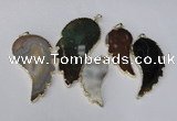 NGP1695 20*40mm - 35*70mm carved leaf agate gemstone pendants