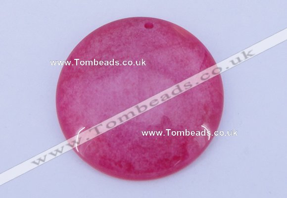 NGP170 2pcs 45mm flat round dyed white jade gemstone pendants