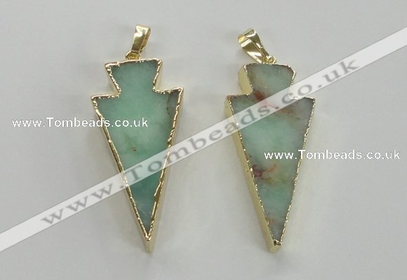 NGP1702 18*39mm arrowhead australia chrysoprase pendants