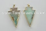 NGP1703 27*47mm arrowhead australia chrysoprase pendants