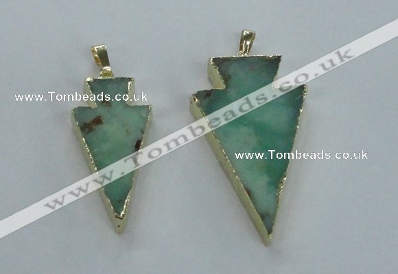 NGP1704 18*38mm - 27*47mm arrowhead australia chrysoprase pendants