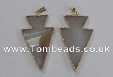 NGP1713 28*50mm - 30*55mm arrowhead agate gemstone pendants