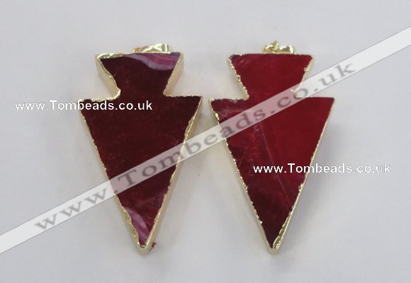 NGP1715 28*50mm - 30*55mm arrowhead agate gemstone pendants