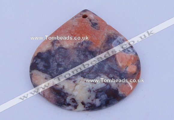 NGP172 2pcs 6*44mm flat teardrop brecciated jasper gemstone pendants