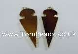 NGP1722 30*65mm arrowhead agate gemstone pendants wholesale