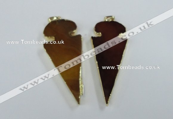 NGP1722 30*65mm arrowhead agate gemstone pendants wholesale