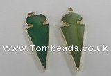 NGP1724 30*65mm arrowhead agate gemstone pendants wholesale