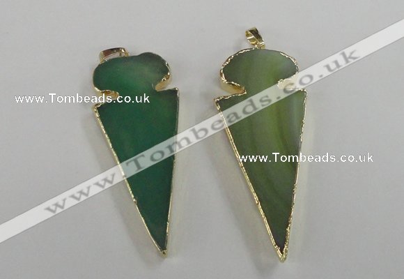 NGP1724 30*65mm arrowhead agate gemstone pendants wholesale