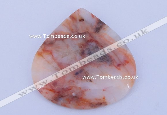 NGP173 2pcs 6*44mm flat teardrop rainbow agate gemstone pendants