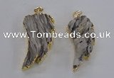 NGP1743 20*45mm - 25*55mm carved leaf druzy agate pendants