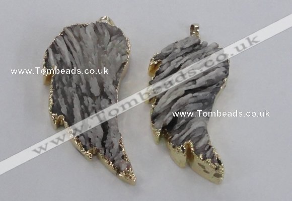 NGP1744 28*55mm - 30*65mm carved leaf druzy agate pendants