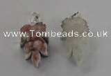 NGP1747 22*30mm - 25*35mm carved leaf druzy agate pendants