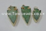 NGP1748 20*30mm - 25*50mm arrowhead druzy agate gemstone pendants