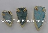 NGP1749 20*30mm - 25*50mm arrowhead druzy agate gemstone pendants