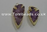 NGP1751 20*30mm - 25*50mm arrowhead druzy agate gemstone pendants