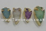 NGP1752 20*30mm - 25*50mm arrowhead druzy agate gemstone pendants